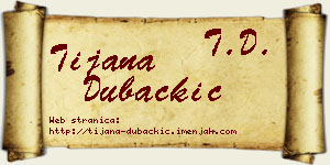 Tijana Dubačkić vizit kartica